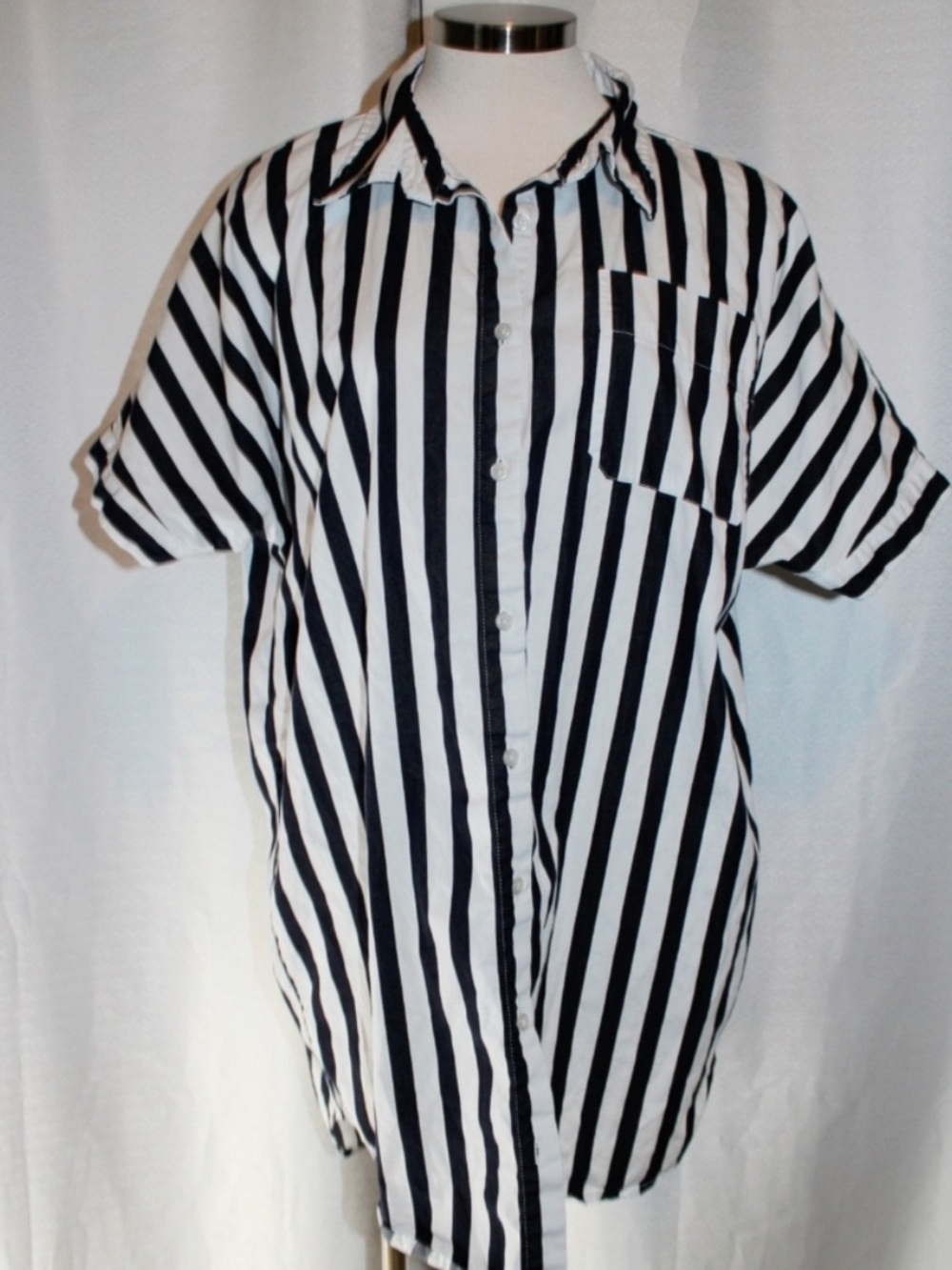 A New Day • Navy & White Striped Shirt Dress - Picture 2 of 9